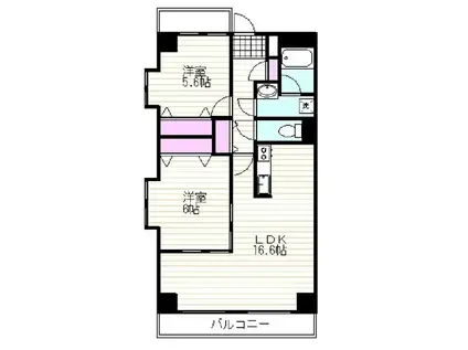 プラス21(2LDK/5階)の間取り写真