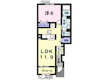クリスタル(1LDK/1階)の間取り写真