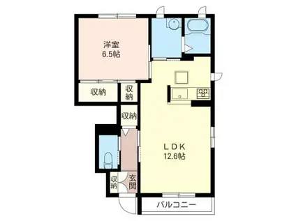 ジョイプレイス(1LDK/1階)の間取り写真