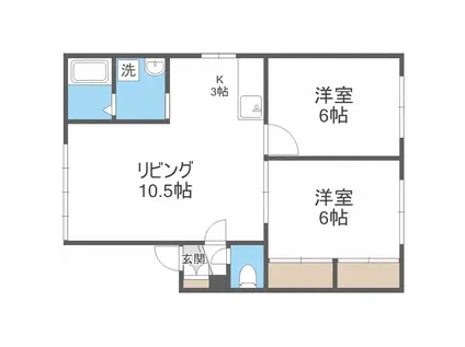 條野ハイツG(2LDK/1階)の間取り写真