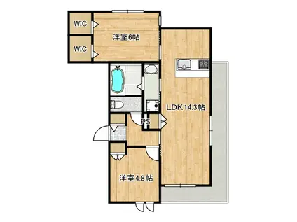 緑風荘(2LDK/2階)の間取り写真