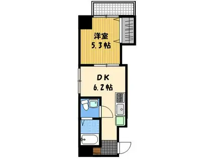 アミティの森(1DK/7階)の間取り写真