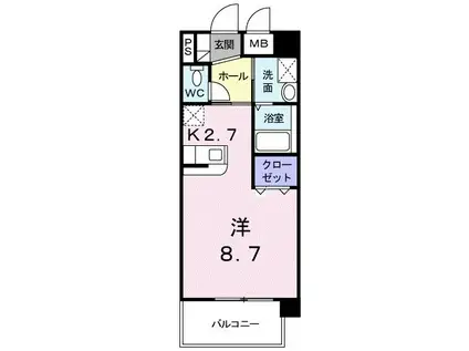 ベルマーレ(ワンルーム/4階)の間取り写真