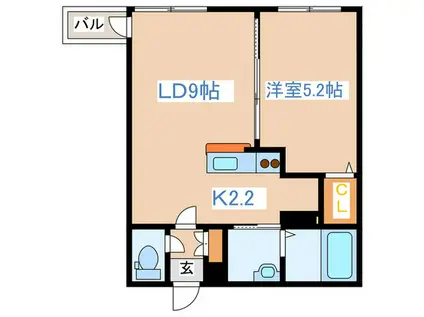 VIERGE北8条(1LDK/3階)の間取り写真