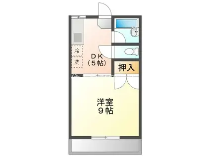 グリーンバード1(1DK/2階)の間取り写真