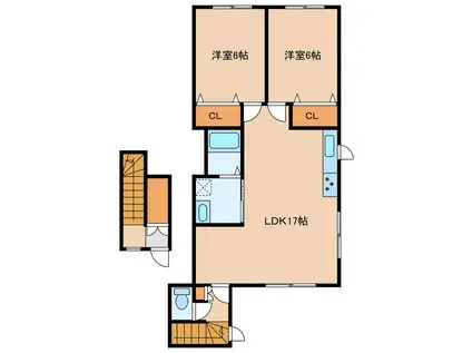 YELLエール(2LDK/2階)の間取り写真