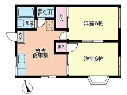 ファミーユ衣笠(2DK/1階)の間取り写真