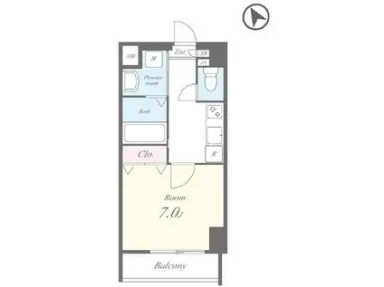 マンションミラージュエヴァン(1K/2階)の間取り写真