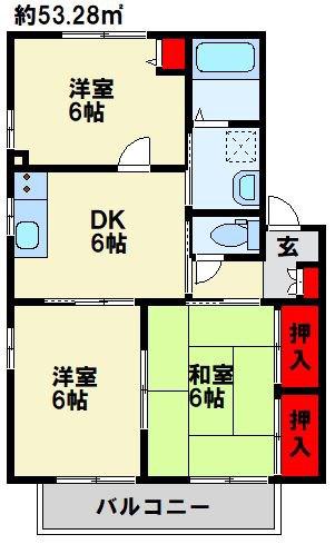 リバプ-ル I棟(3DK/2階)の間取り写真