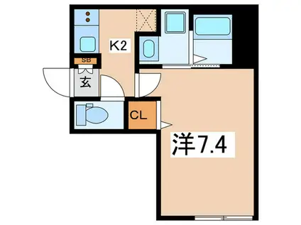 ベイルーム藤沢長後(1K/2階)の間取り写真