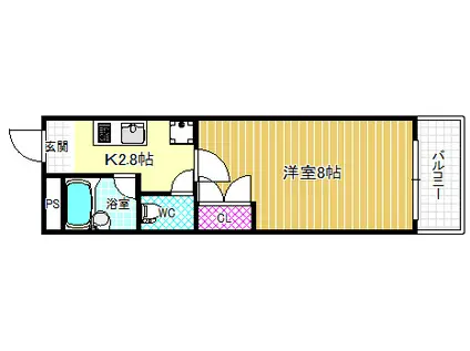 プリンスヴィル(1K/3階)の間取り写真