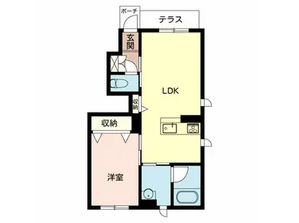 フェリシア小坂(1LDK/1階)の間取り写真