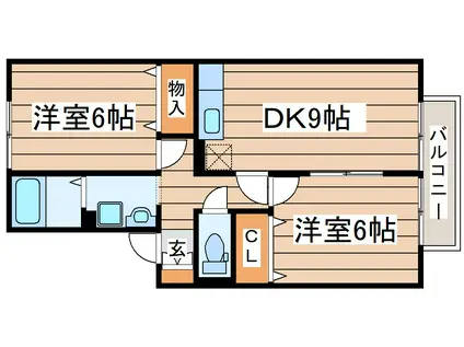 セジュールラルシェ(2DK/2階)の間取り写真