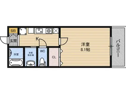 ピュアライズ諏訪(1K/6階)の間取り写真