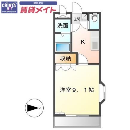 サンビラージュ(1K/2階)の間取り写真