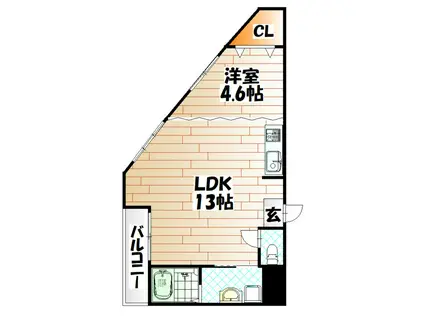 三萩野ビル(1LDK/5階)の間取り写真