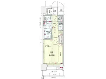 プレサンス鶴舞公園セラヴィ(1K/2階)の間取り写真