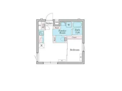 デュオメゾン自由が丘(1DK/1階)の間取り写真