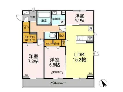 クレール(3LDK/3階)の間取り写真