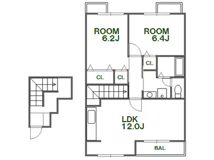 T・Tスクエア- B(2LDK/2階)の間取り写真
