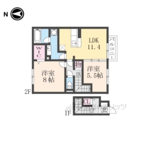 ソシア B(2LDK/2階)の間取り写真