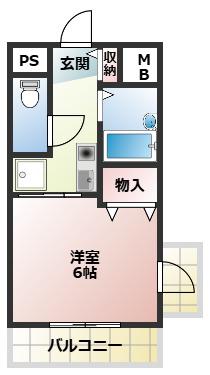 パレス西江井ヶ島(1K/2階)の間取り写真