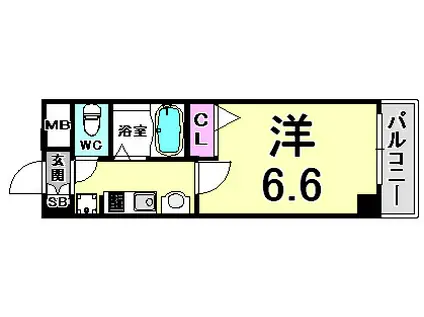 エステムコート三宮イーストIIリベルテ(1K/2階)の間取り写真