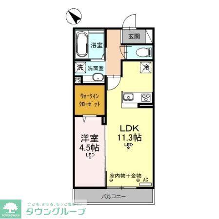 ラルゴ・エスポワール II(1LDK/2階)の間取り写真