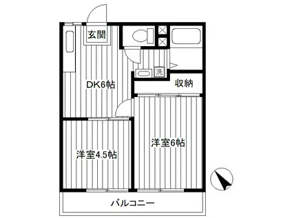 柴田ガーデンハイツ D202(2DK/2階)の間取り写真