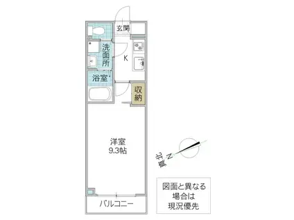 フィネストリーノ水戸南町(1K/2階)の間取り写真
