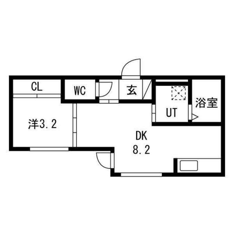 二十四軒4-4AP(1DK/1階)の間取り写真