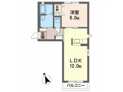シャーメゾン錦(1LDK/1階)の間取り写真