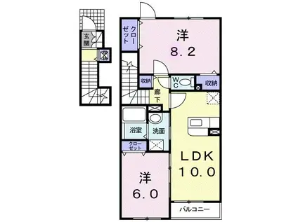 グランデ・ミロウ(2LDK/2階)の間取り写真