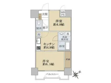 ハイマート入谷(2K/12階)の間取り写真