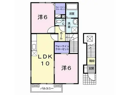 フローラ・M II(2LDK/2階)の間取り写真