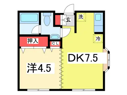 パレスアクアマリン(1DK/2階)の間取り写真