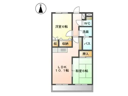 プロスパせせらぎ(2LDK/2階)の間取り写真