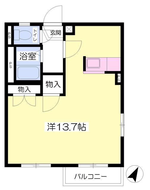 エステート麗 A棟(ワンルーム/2階)の間取り写真