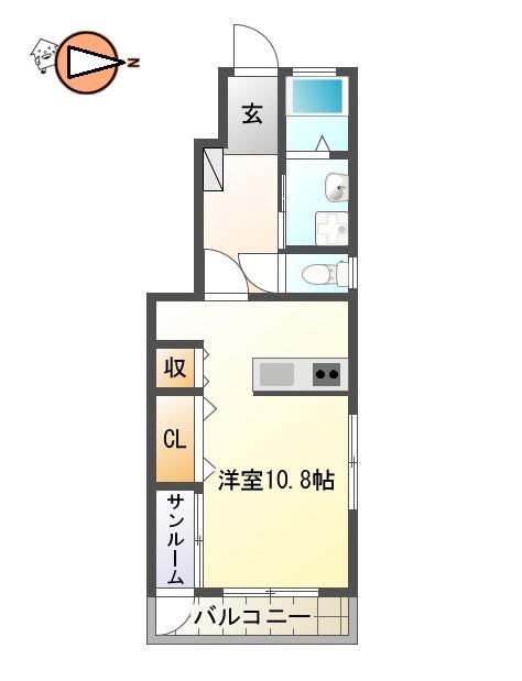 小桜荘(ワンルーム/1階)の間取り写真