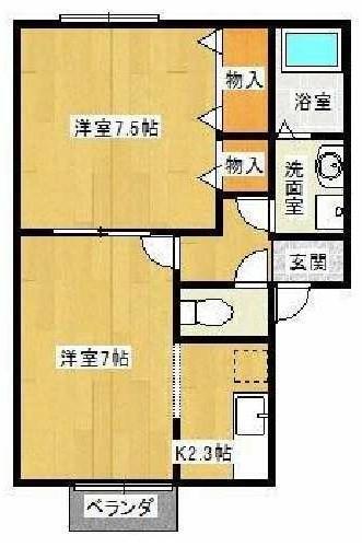 MJタウン南中町(1LDK/1階)の間取り写真