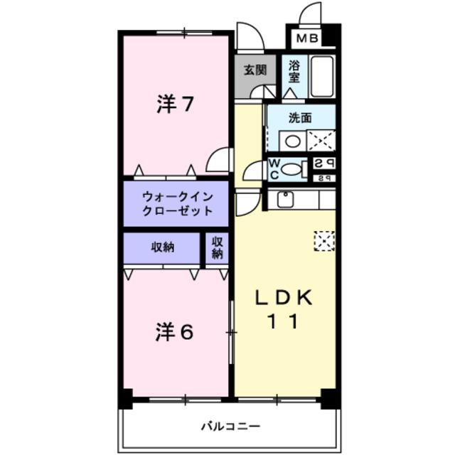 クエストオブインフィニティー(2LDK/3階)の間取り写真