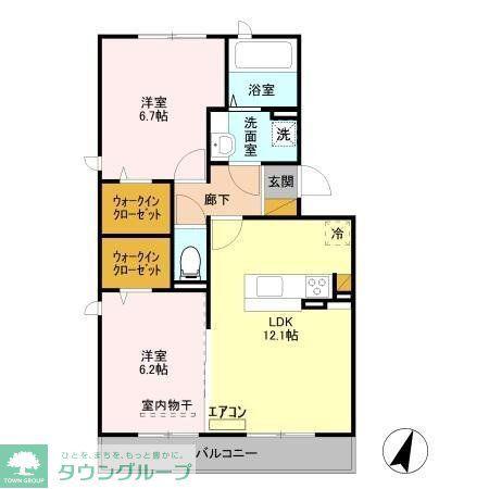 グリシーヌフルール(2LDK/3階)の間取り写真