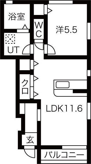 LA POMME(1LDK/1階)の間取り写真