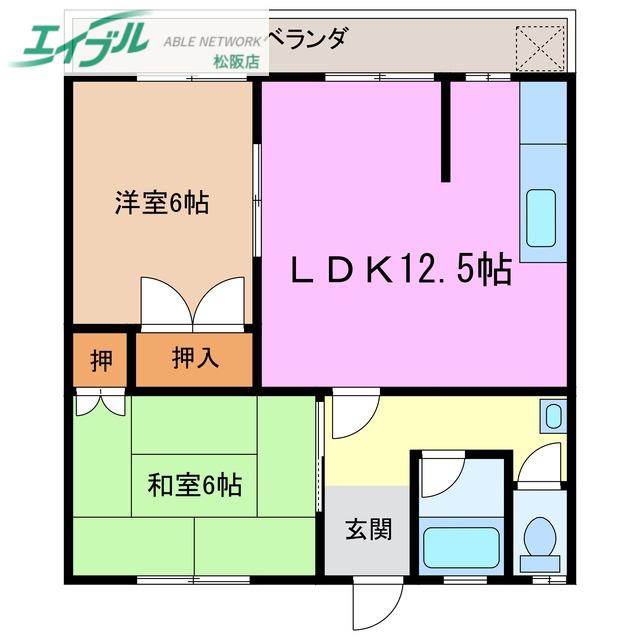 泉コーポ(2LDK/2階)の間取り写真