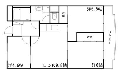 リッチウォーク佃町(3LDK/6階)の間取り写真