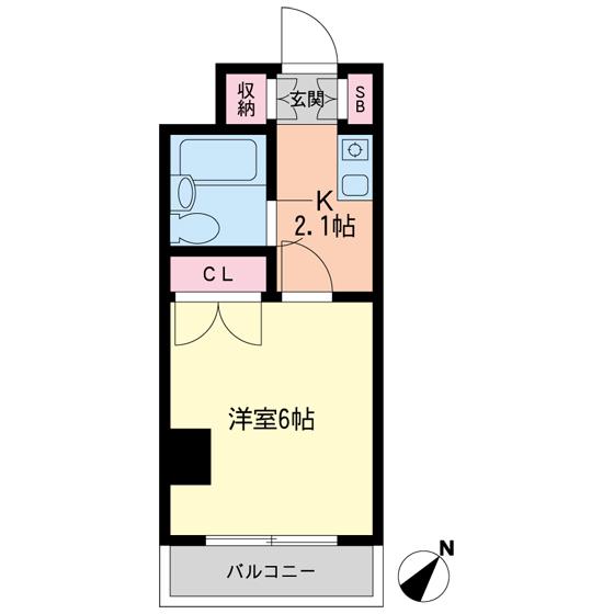 センターフィールズハウス(1K/4階)の間取り写真