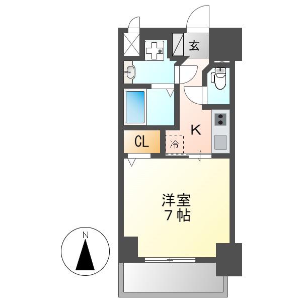 S-RESIDENCE浄心イースト(1K/6階)の間取り写真
