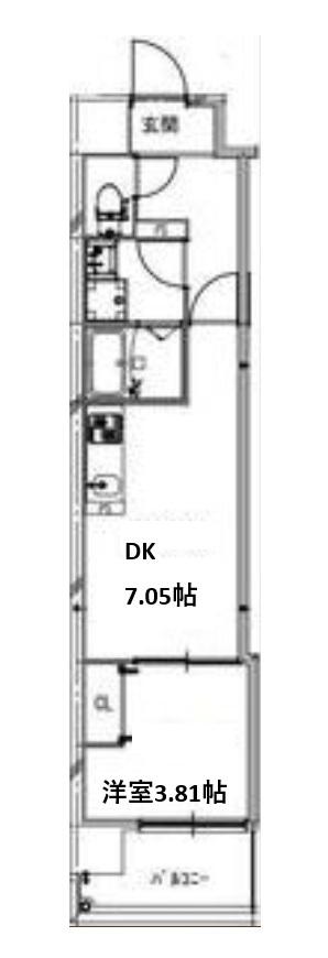 ALIVIS新町(1DK/4階)の間取り写真