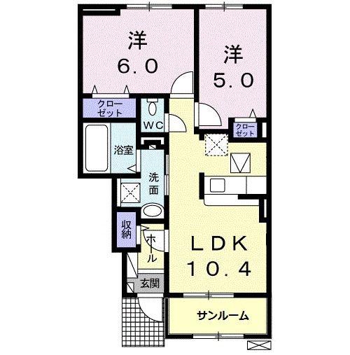 アクアーリオ II(2LDK/1階)の間取り写真