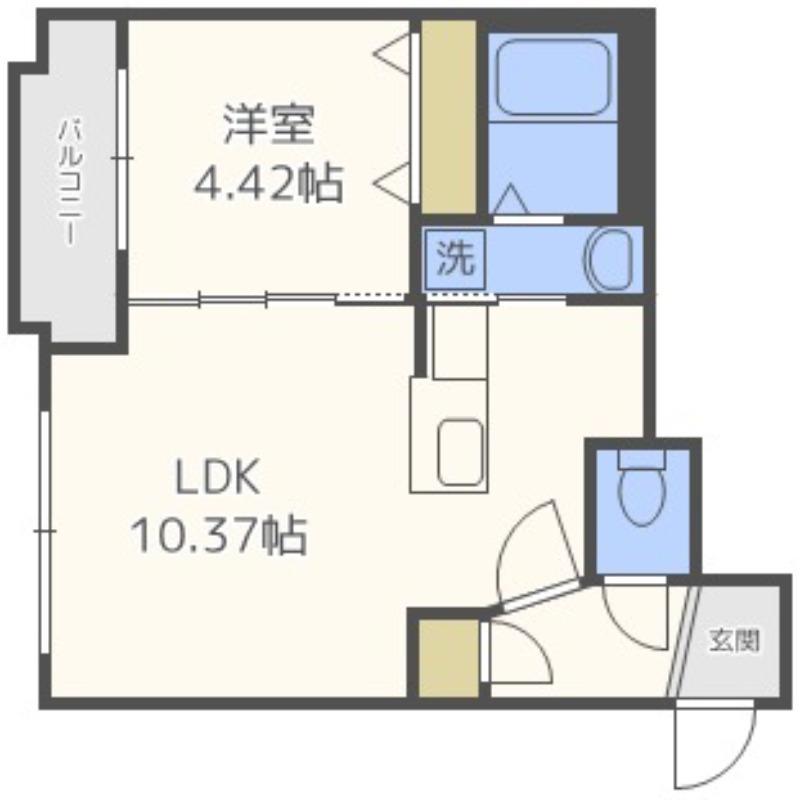 NORDESTA旭ヶ丘(1LDK/2階)の間取り写真